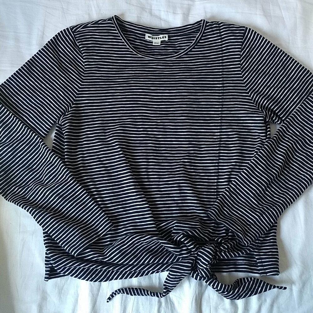 WHISTLES - cotton striped top with bottom tie